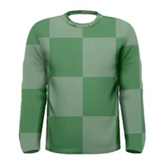 Green Gingham Check Squares Pattern Men s Long Sleeve Tee