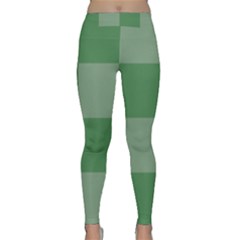 Green Gingham Check Squares Pattern Classic Yoga Leggings by yoursparklingshop