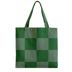 Green Gingham Check Squares Pattern Zipper Grocery Tote Bag by yoursparklingshop