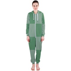 Green Gingham Check Squares Pattern Hooded Jumpsuit (ladies) 