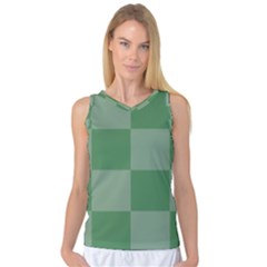 Green Gingham Check Squares Pattern Women s Basketball Tank Top by yoursparklingshop