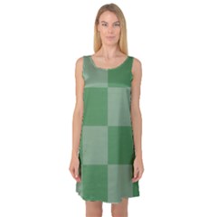 Green Gingham Check Squares Pattern Sleeveless Satin Nightdress by yoursparklingshop