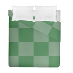 Green Gingham Check Squares Pattern Duvet Cover Double Side (full/ Double Size) by yoursparklingshop