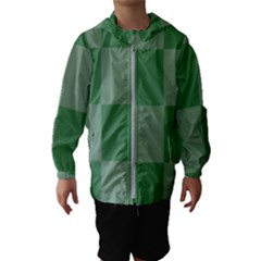 Green Gingham Check Squares Pattern Kids  Hooded Windbreaker