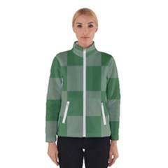 Green Gingham Check Squares Pattern Winter Jacket