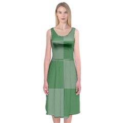 Green Gingham Check Squares Pattern Midi Sleeveless Dress by yoursparklingshop