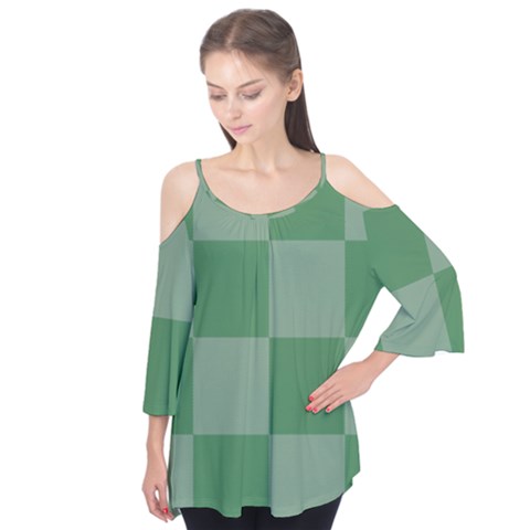 Green Gingham Check Squares Pattern Flutter Tees by yoursparklingshop