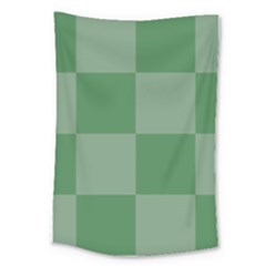 Green Gingham Check Squares Pattern Large Tapestry by yoursparklingshop