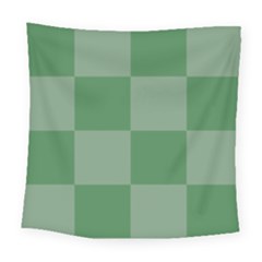 Green Gingham Check Squares Pattern Square Tapestry (large)