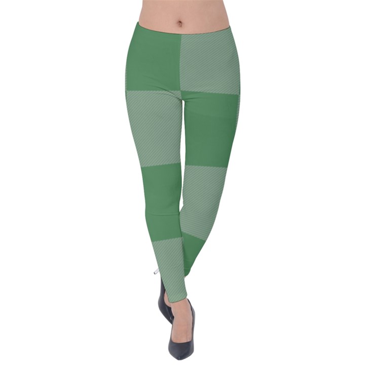 Green Gingham Check Squares Pattern Velvet Leggings