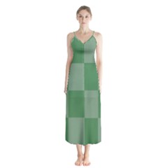 Green Gingham Check Squares Pattern Button Up Chiffon Maxi Dress by yoursparklingshop