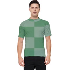 Green Gingham Check Squares Pattern Men s Short Sleeve Rash Guard by yoursparklingshop