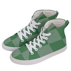 Green Gingham Check Squares Pattern Women s Hi-top Skate Sneakers by yoursparklingshop