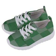 Green Gingham Check Squares Pattern Kids  Lightweight Sports Shoes