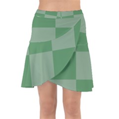 Green Gingham Check Squares Pattern Wrap Front Skirt by yoursparklingshop