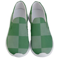 Green Gingham Check Squares Pattern Men s Lightweight Slip Ons by yoursparklingshop