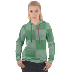 Green Gingham Check Squares Pattern Women s Overhead Hoodie