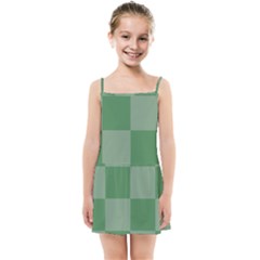 Green Gingham Check Squares Pattern Kids  Summer Sun Dress by yoursparklingshop