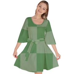 Green Gingham Check Squares Pattern Velour Kimono Dress by yoursparklingshop