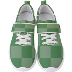 Green Gingham Check Squares Pattern Men s Velcro Strap Shoes by yoursparklingshop