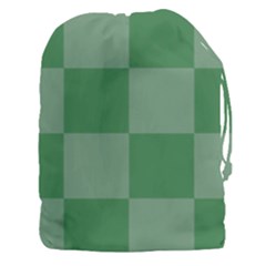 Green Gingham Check Squares Pattern Drawstring Pouch (3xl) by yoursparklingshop