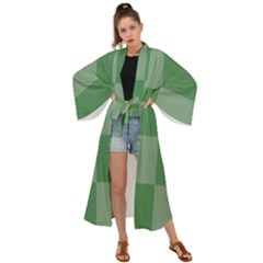 Green Gingham Check Squares Pattern Maxi Kimono by yoursparklingshop