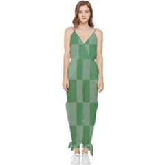 Green Gingham Check Squares Pattern Sleeveless Tie Ankle Jumpsuit by yoursparklingshop