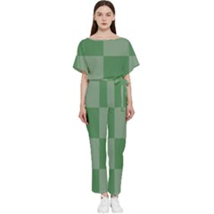 Green Gingham Check Squares Pattern Batwing Lightweight Jumpsuit by yoursparklingshop