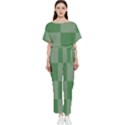 Green Gingham Check Squares Pattern Batwing Lightweight Jumpsuit View1