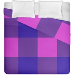 Blue And Pink Buffalo Plaid Check Squares Pattern Duvet Cover Double Side (king Size) by yoursparklingshop