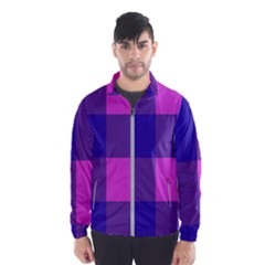 Blue And Pink Buffalo Plaid Check Squares Pattern Men s Windbreaker