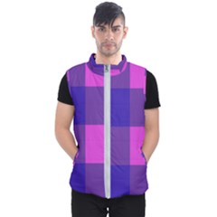 Blue And Pink Buffalo Plaid Check Squares Pattern Men s Puffer Vest