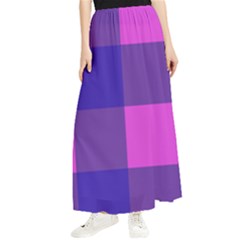 Blue And Pink Buffalo Plaid Check Squares Pattern Maxi Chiffon Skirt by yoursparklingshop