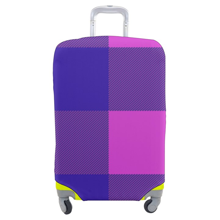 Blue And Pink Buffalo Plaid Check Squares Pattern Luggage Cover (Medium)