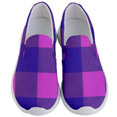 Blue And Pink Buffalo Plaid Check Squares Pattern Men s Lightweight Slip Ons by yoursparklingshop