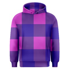 Blue And Pink Buffalo Plaid Check Squares Pattern Men s Overhead Hoodie