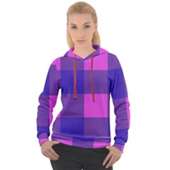 Blue And Pink Buffalo Plaid Check Squares Pattern Women s Overhead Hoodie