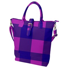 Blue And Pink Buffalo Plaid Check Squares Pattern Buckle Top Tote Bag by yoursparklingshop