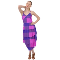 Blue And Pink Buffalo Plaid Check Squares Pattern Layered Bottom Dress by yoursparklingshop