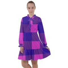 Blue And Pink Buffalo Plaid Check Squares Pattern All Frills Chiffon Dress by yoursparklingshop