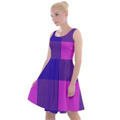 Blue And Pink Buffalo Plaid Check Squares Pattern Knee Length Skater Dress by yoursparklingshop