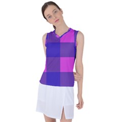 Blue And Pink Buffalo Plaid Check Squares Pattern Women s Sleeveless Sports Top by yoursparklingshop