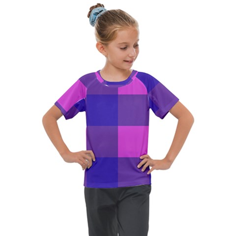 Blue And Pink Buffalo Plaid Check Squares Pattern Kids  Mesh Piece Tee by yoursparklingshop