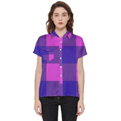 Blue And Pink Buffalo Plaid Check Squares Pattern Short Sleeve Pocket Shirt by yoursparklingshop