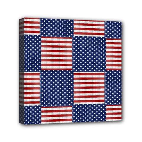 Red White Blue Stars And Stripes Mini Canvas 6  X 6  (stretched) by yoursparklingshop