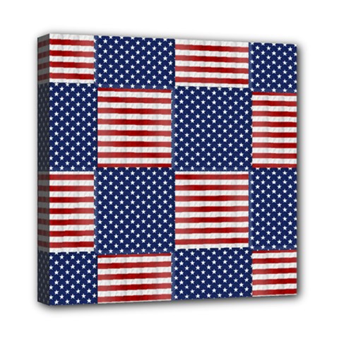 Red White Blue Stars And Stripes Mini Canvas 8  X 8  (stretched) by yoursparklingshop