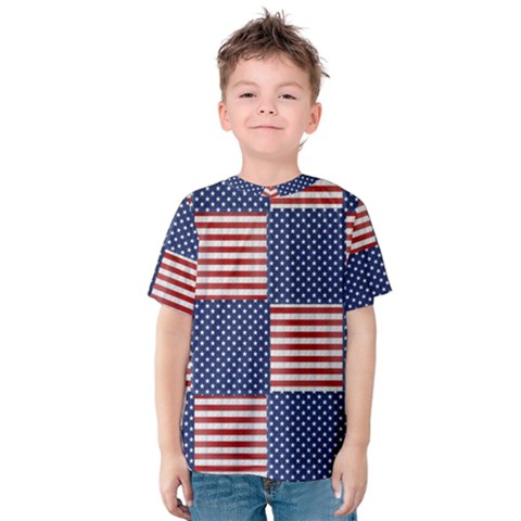 Red White Blue Stars And Stripes Kids  Cotton Tee by yoursparklingshop