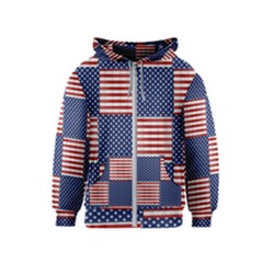 Red White Blue Stars And Stripes Kids  Zipper Hoodie