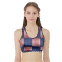 Red White Blue Stars And Stripes Sports Bra with Border View1