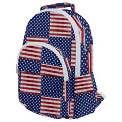 Red White Blue Stars And Stripes Rounded Multi Pocket Backpack by yoursparklingshop